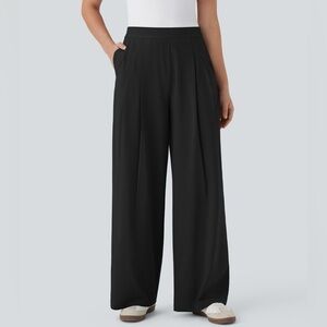 HALARA Breezeful High Waisted Wide Leg Quick Dry Work Pants Pockets Black Size S